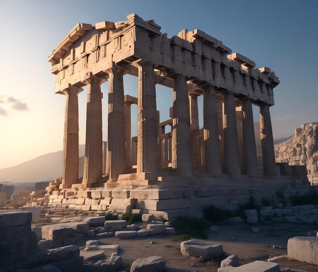 Un temple dans les ruines d'une ville