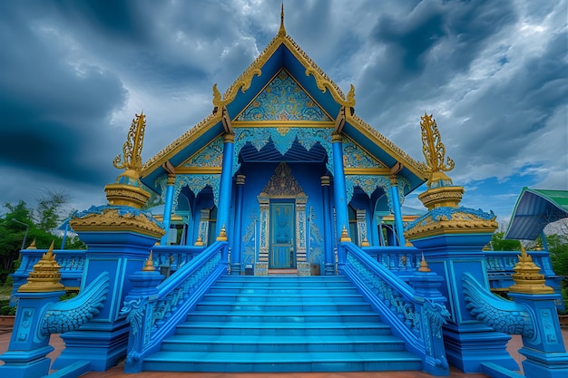 Photo le temple est majestueusement bleu