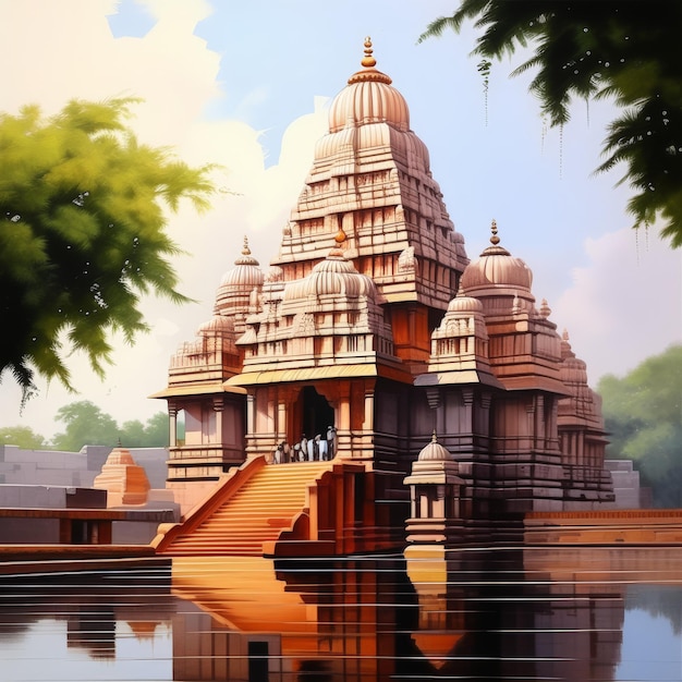 Photo un temple indien avec une belle vue un temple indienne avec une jolie vue