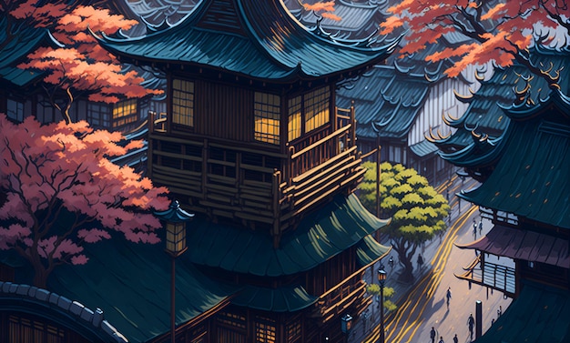 Un temple japonais à l'automne