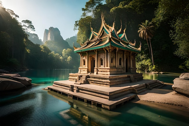 un temple sur le lac