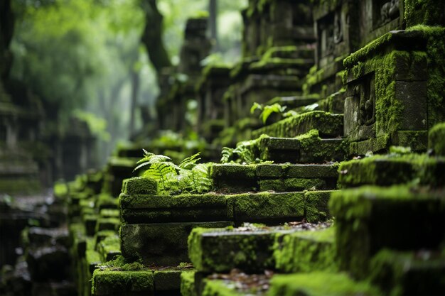 Photo un temple mystérieux dans la forêt