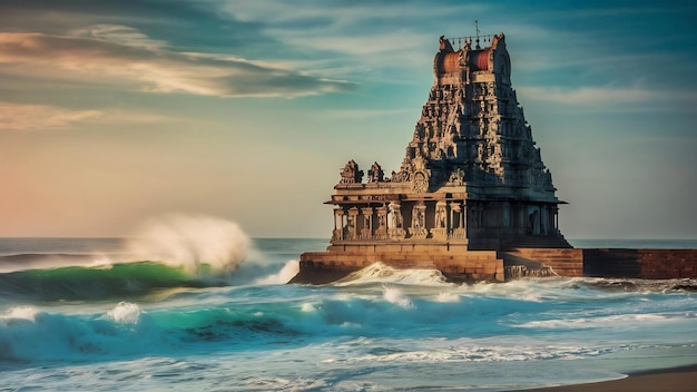 Photo le temple de shore à mahabalipuram dans le tamil nadu