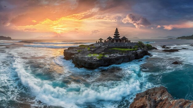 Temple de Tanah Lot sur l'île de Bali en Indonésie