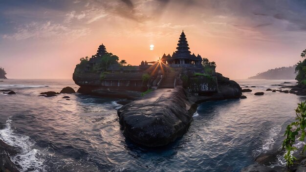 Temple de Tanah Lot sur l'île de Bali en Indonésie