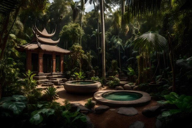 Un temple tropical dans la jungle