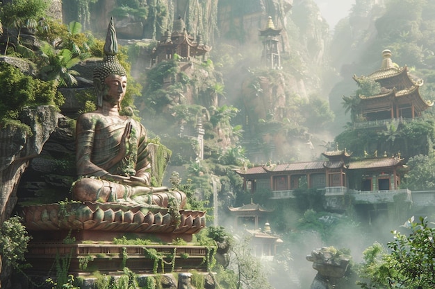 Des temples bouddhistes tranquilles entourés de nature
