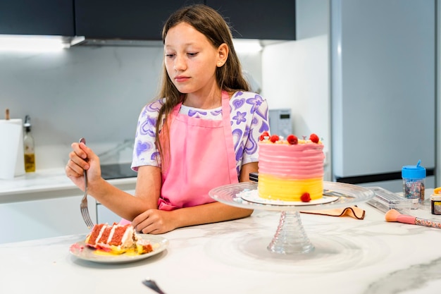 Temps de cuisine familiale maman enseignant la cuisson de gâteaux à sa fille