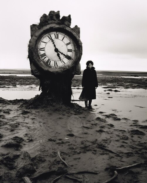 Photo le temps dans le ciel céleste le soleil atmosphérique et les nuages se reflètent sur l'horloge murale