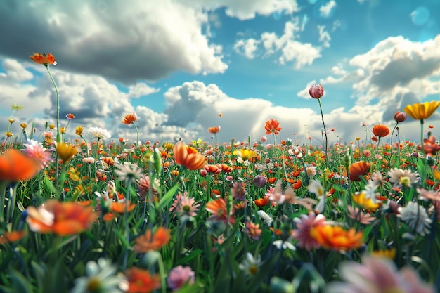 Temps de fleurissement des fleurs dans une prairie octane r