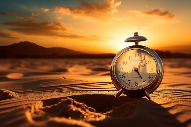 Photo les temps sont des sables éphémères l'horloge est au milieu du sable glissant