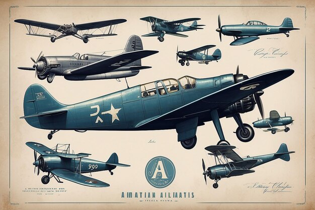 Photo le temps de vol à travers le design vintage de la tee d'aviation