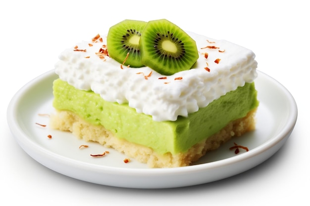 Temptation isolée de tarte à la crème à la noix de coco Matcha isolée sur fond blanc Generative Ai