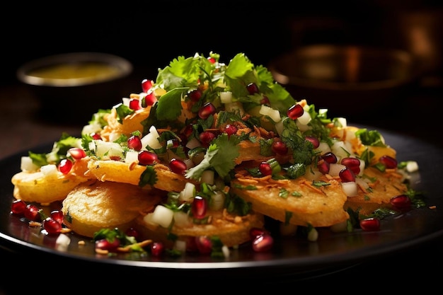 Tempting Aloo Chaat Chutney Aloo chaat ou Alu chat est une image populaire de nourriture de rue