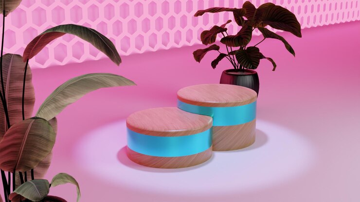 Photo tenant de produit rond coloré 3d