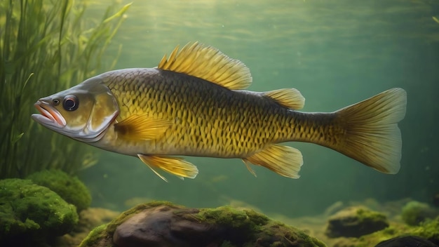 Tench de poisson d'eau douce isolé sur fond blanc