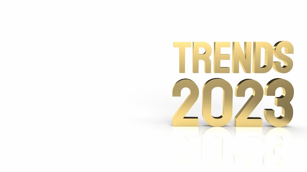 Tendances 2023 texte or sur fond blanc rendu 3d