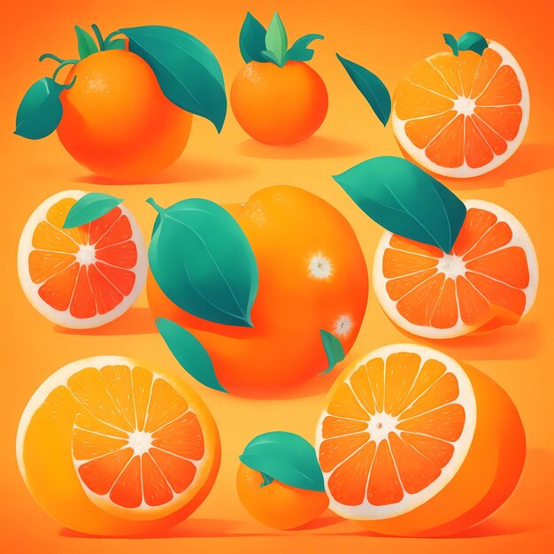 Tendances des fruits Oranges fraîches dans la conception d'illustration