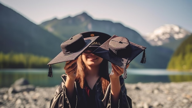 Tenir des chapeaux de graduation Generative AI