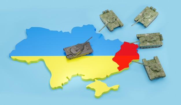 Les tensions entre la Russie et l'Ukraine s'intensifient au rendu 3D de la frontière de la région du Donbass