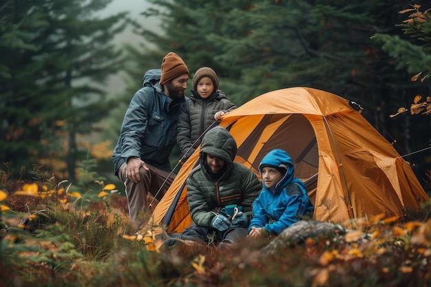 Tente de camping Concept de voyage dans la nature IA générative