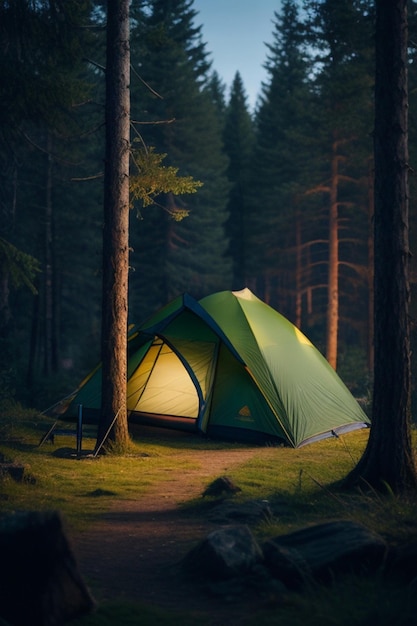 tente de camping dans la forêt