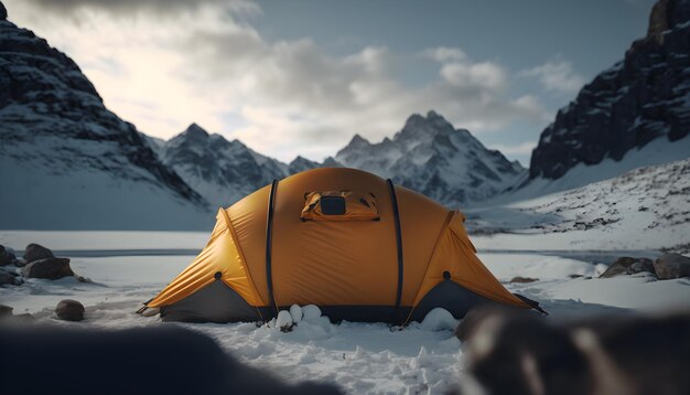 Photo une tente dans la neige avec le mot glace dessus