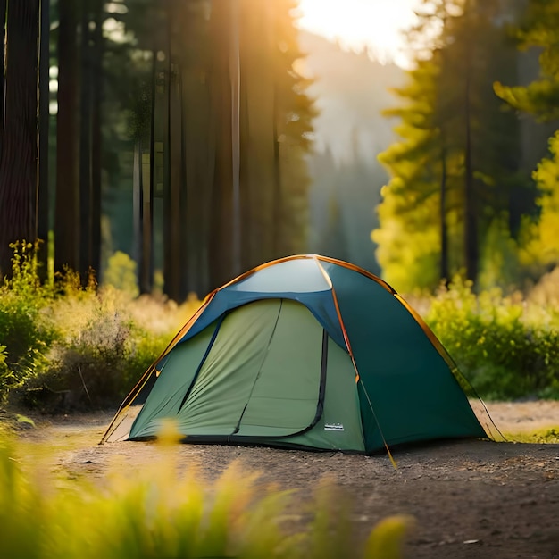 Photo tente forestière de montagne camping généré