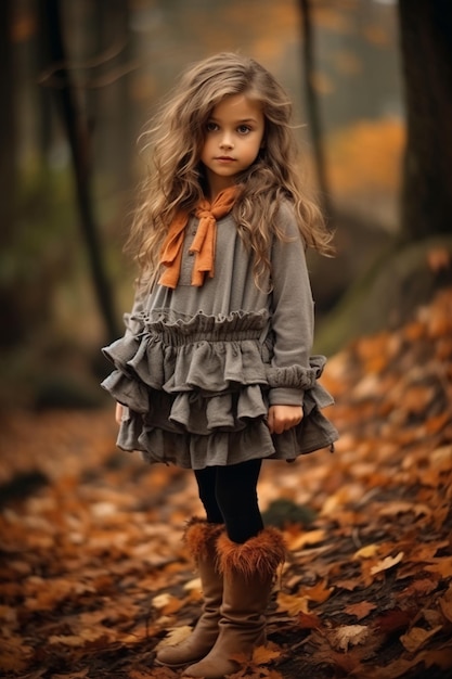 Photo une tenue élégante pour une petite fille à la mode d'automne