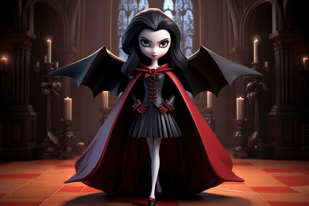 Photo une tenue de vampire élégante entourée d'un décor gothique.