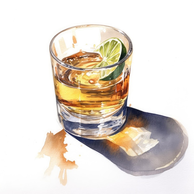 Tequila aquarelle illustration générative ai
