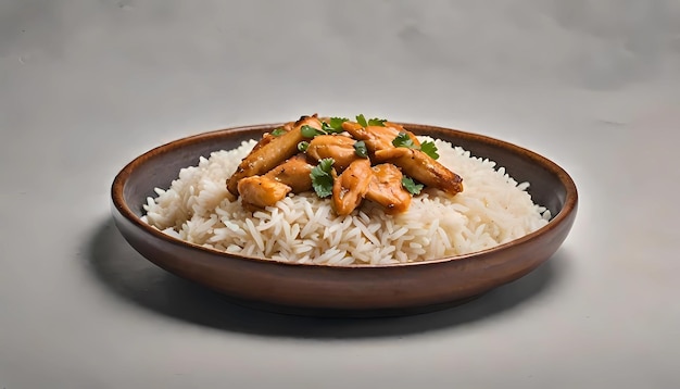 teriyaki de poulet avec du riz et du persil sur une assiette illustrations génératives de l'IA