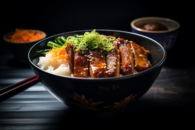 Le teriyaki de soja, le porc Katsu Donburi