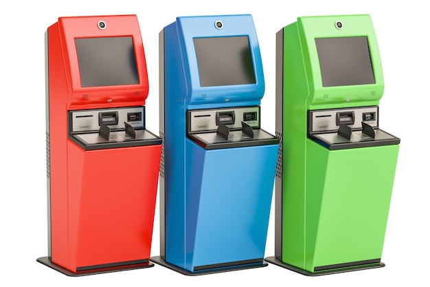 Terminaux numériques tactiles Kiosques de services financiers Rendu 3D