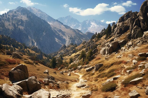 Photo le terrain accidenté des montagnes de haute altitude