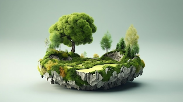 Un terrain avec un arbre dessus