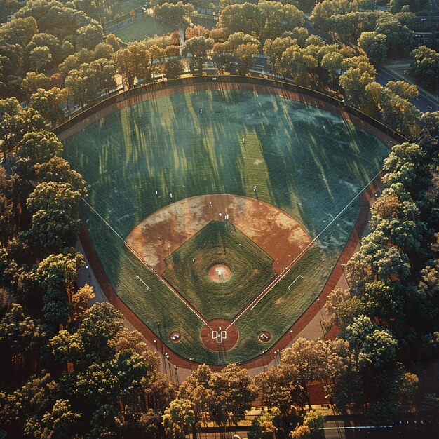 Photo le terrain de baseball vu de l'oeil d'un oiseau