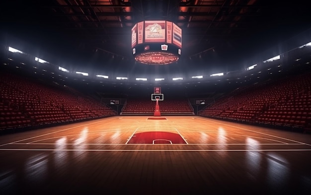 Terrain de basket-ball avec des fans de gens Arène sportive Fond de rendu 3D photoréaliste