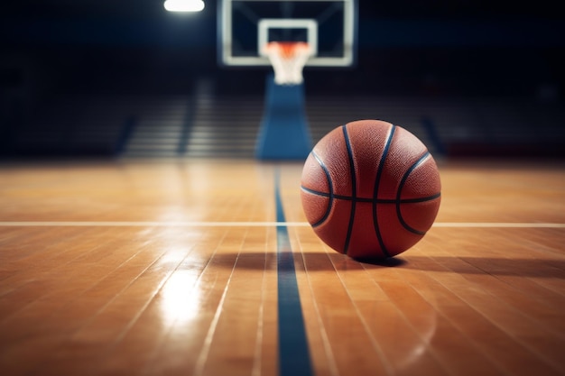 Terrain de basket avec cerceau rouge et sol blanc