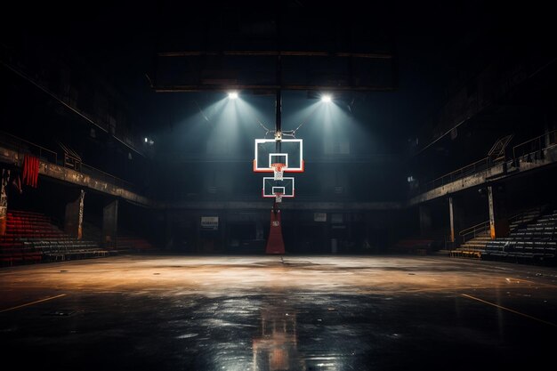 Terrain de basket extérieur nocturne IA