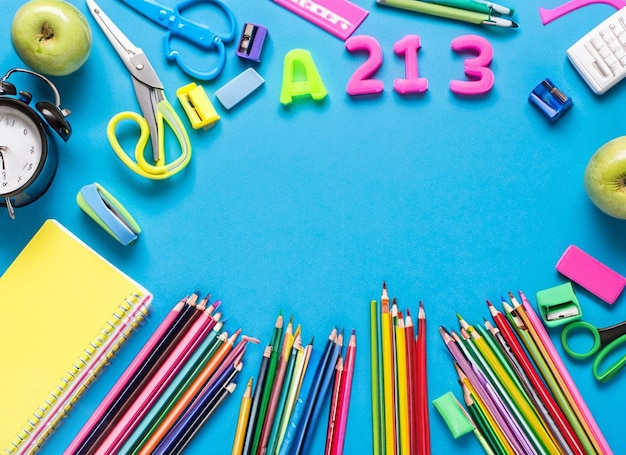 Terrain d'école avec accessoires scolaires