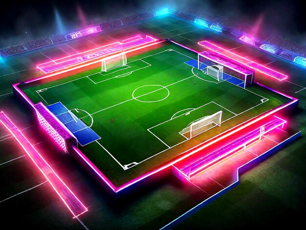 Photo terrain de football avec football ai_generated