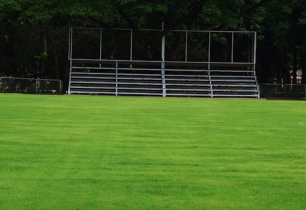 terrain de football avec herbe verte