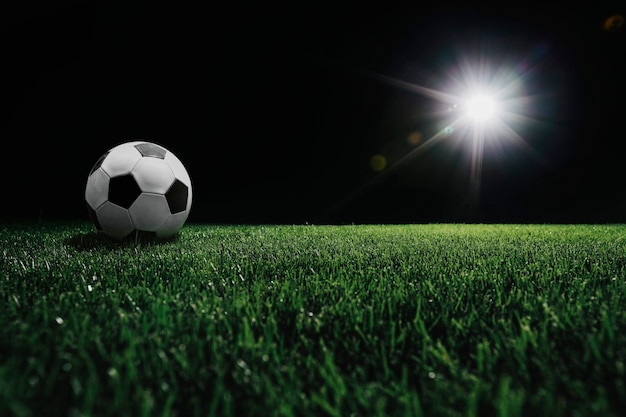 Terrain de football avec projecteur lumineux