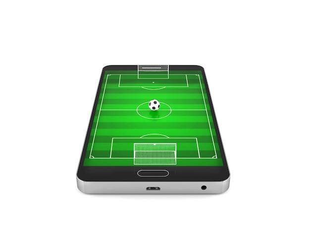 Terrain de football sur smartphone.