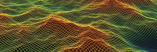 Terrain de grille de néon dégradé Données générées par la science