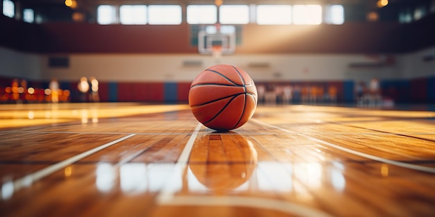 Terrain de stade d'arène de sport de jeu de basket-ball généré par AI généré par l'IA sous les projecteurs avec