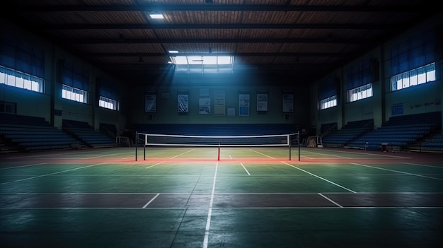 Un terrain vide pour le badminton dans la salle de sport