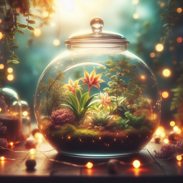 terrarium dans un pot en verre