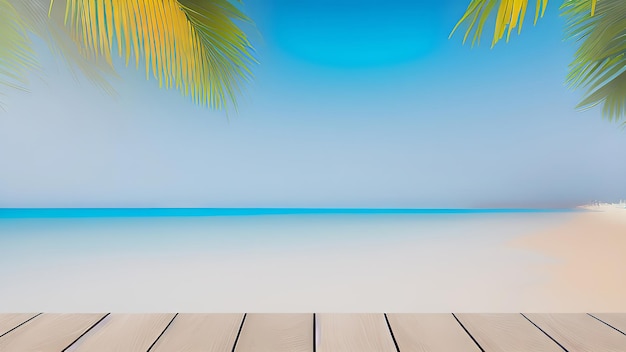 Terrasse en bois avec un palmier sur la plage